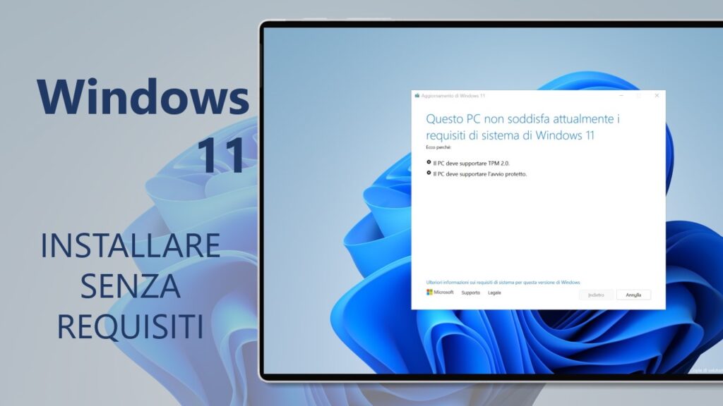 Installare Windows 11 bypassando il controllo TPM e CPU per i PC non supportati