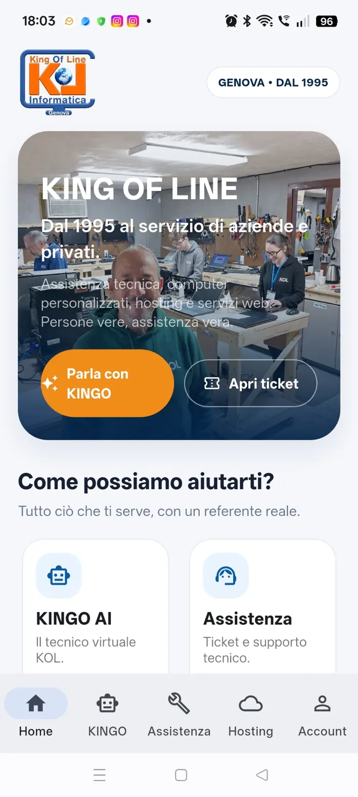 KINGO TECNICO sullo smartphone